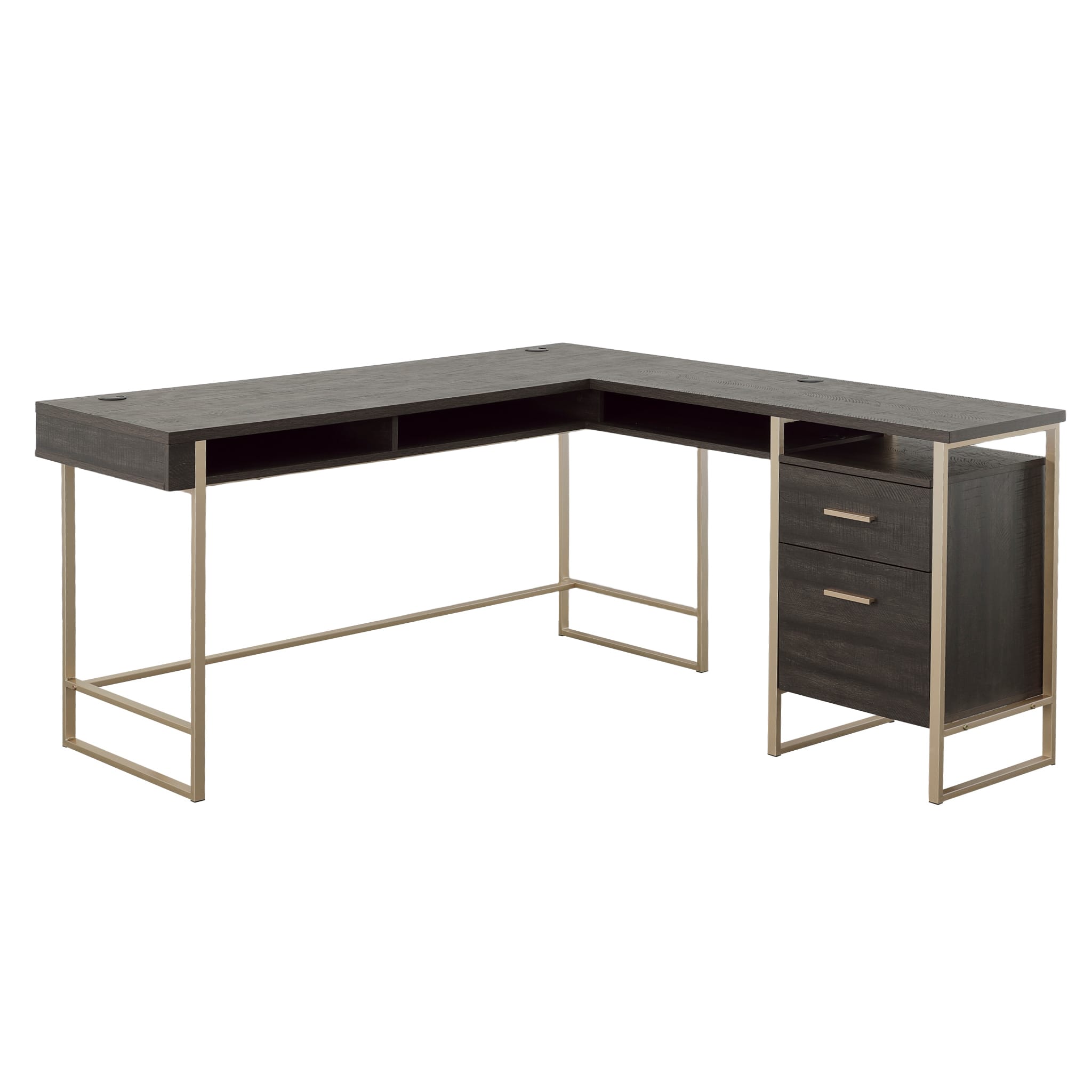 Spaco - L-Shaped Desk with Drawers, Large Corner Computer Table for Home Office - Black