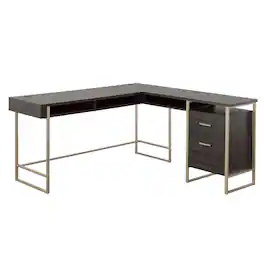 Spaco - L-Shaped Desk with Drawers, Large Corner Computer Table for Home Office - Black