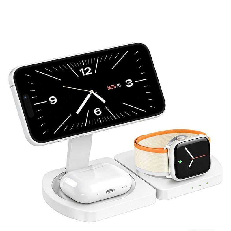 Front. SKRAN - Wireless Charger for Apple iPhone - 3-in-1 Portable Foldable Charger for iWatch  iPhone and Earphones - Black.