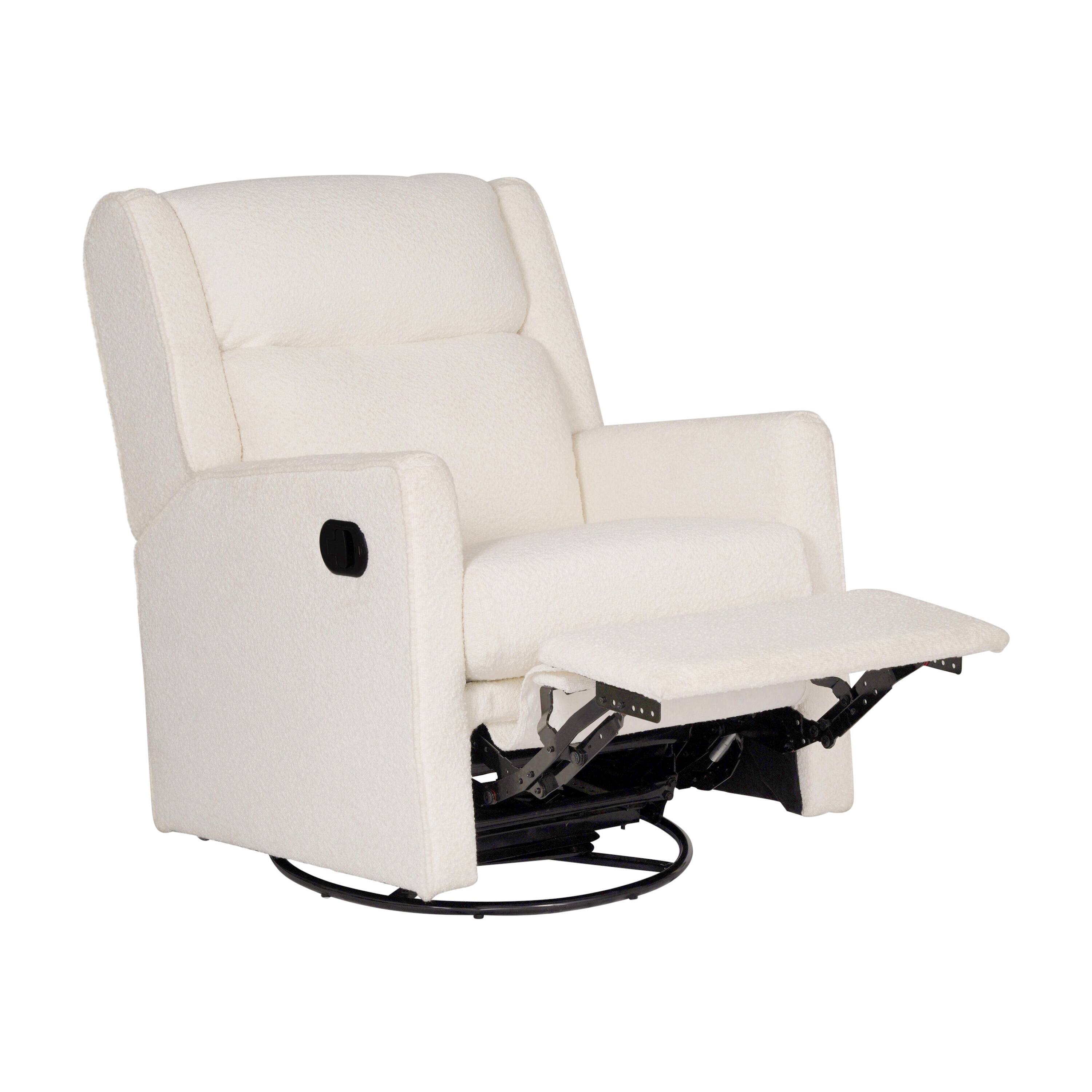 Alt View 7. Emma + Oliver - Mari Swivel Glider Rocker Recliner with USB/USB-C Charging Ports, Manual 270 Degree Swivel Recliner - Off-White Boucle.