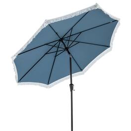 Gymax - 9 FT Patio Umbrella 2-Tier Market Table Umbrella w/ Crank Handle Push Button Tilt - Navy
