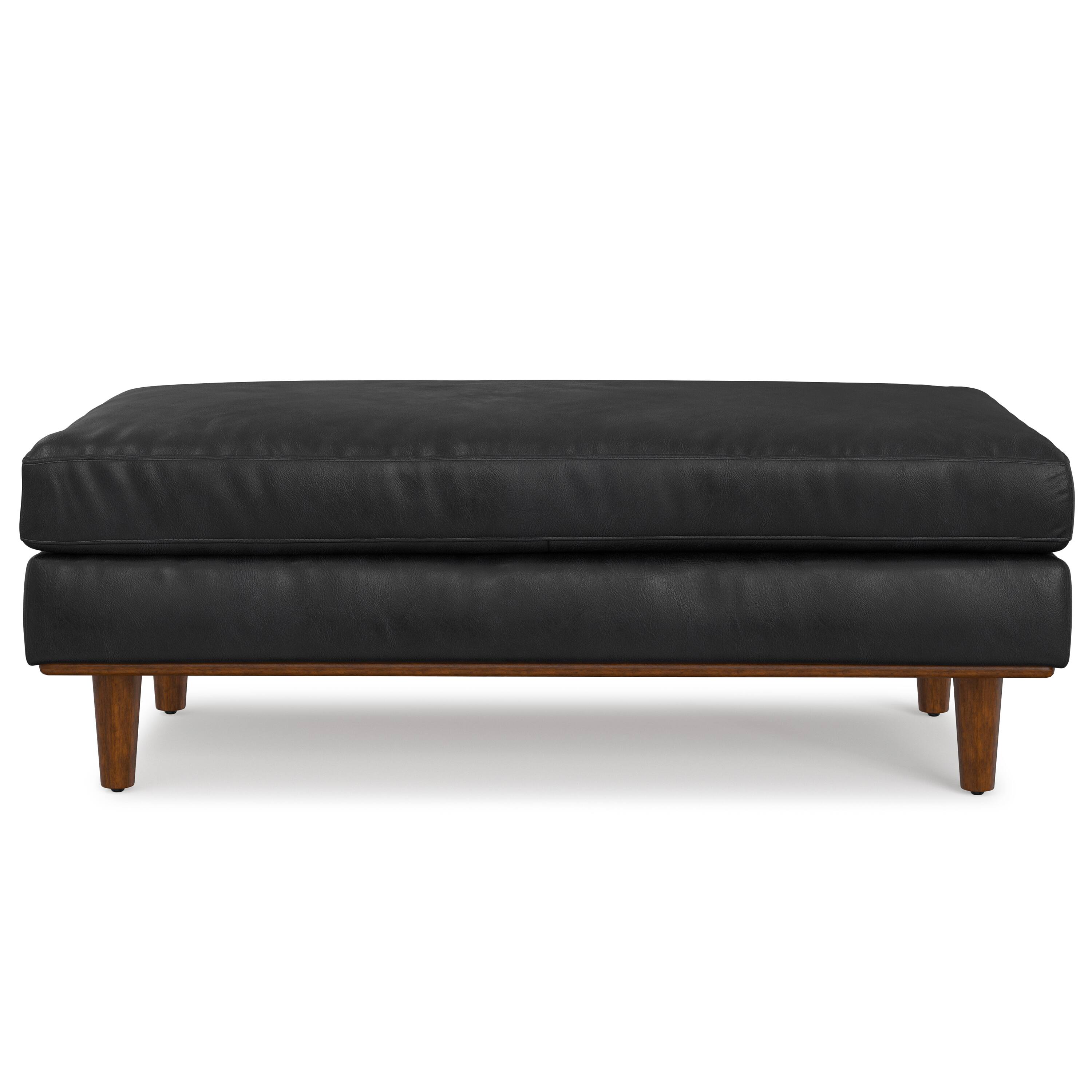 Left. Simpli Home - Simpli Home Morrison Large Rectangular Ottoman in Graphite Grey Genuine Leather - Graphite Grey.