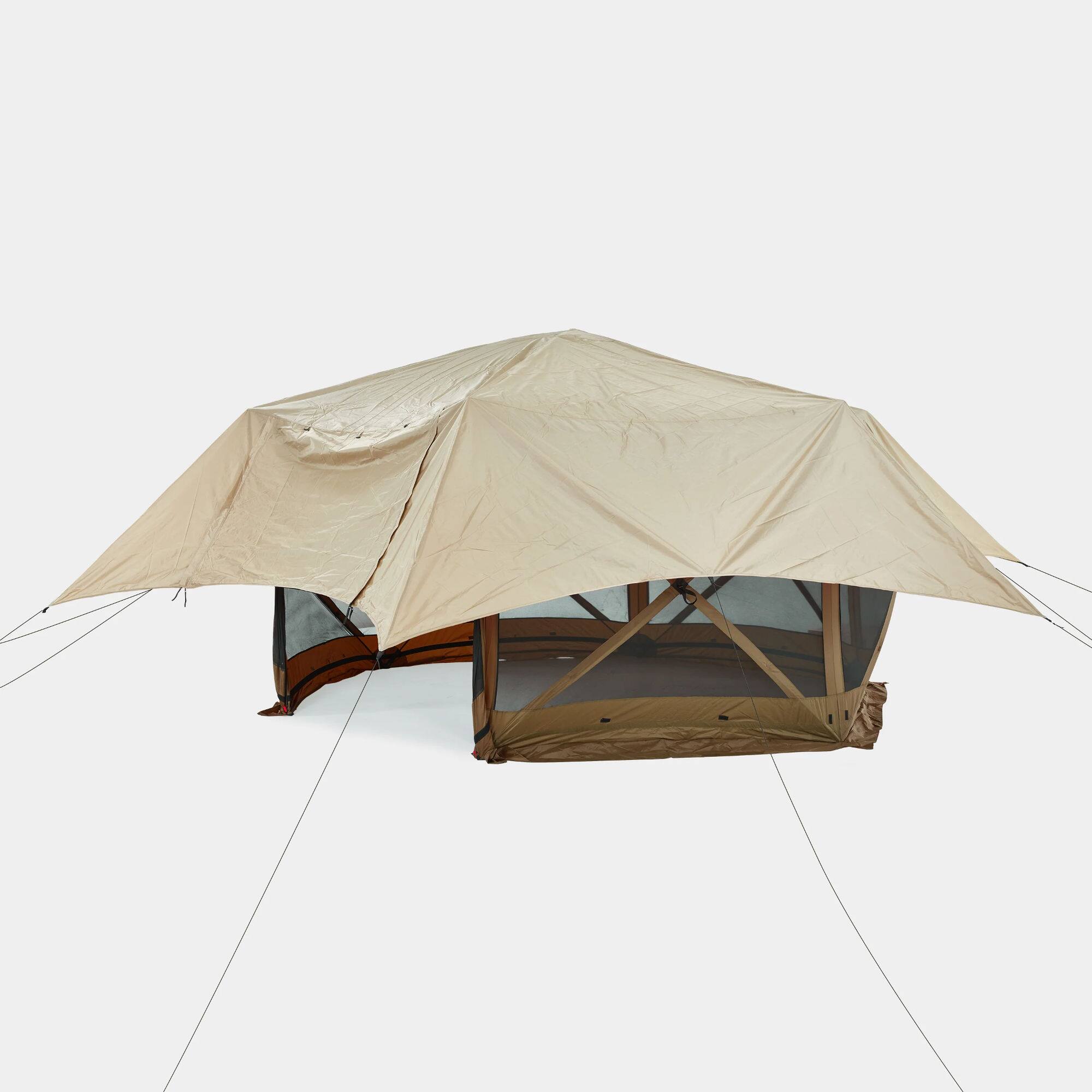 Alt View 2. Hike Crew - Waterproof Gazebo Rain Shelter Tarp Compatible with 6-Sided Pop-Up Tent with 6.5ft Panels - Beige.