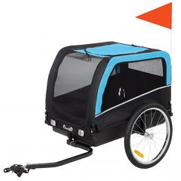 Pawhut - Bike Trailer, Pet Cart Bicycle Carrier with 20" Air Tires, Quick-Release Wheels - Blue