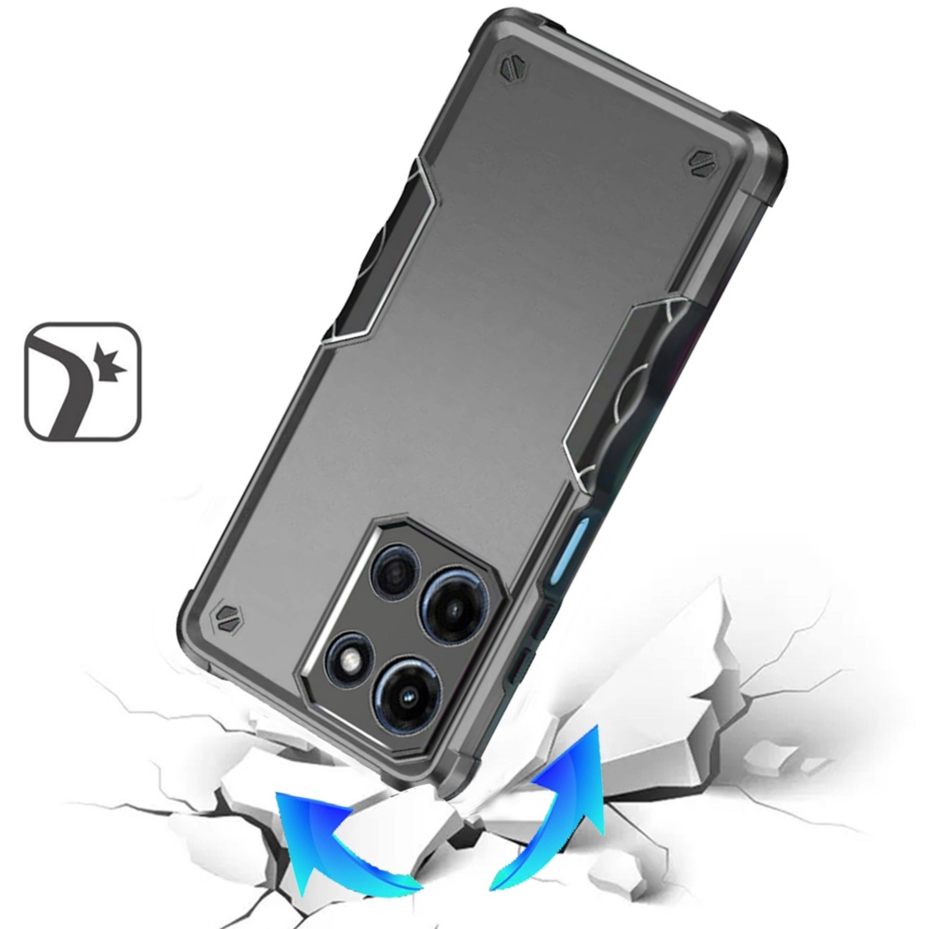 Angle. Kitcheniva - Tough Grip Design Shockproof Plus Tempered Glass For Moto G Stylus 2026/2025 Grey - Grey.