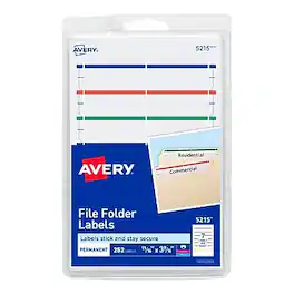 Avery - Easy Peel Laser/Inkjet File Folder Labels, 2/3" x 3-7/16", Assorted, 252 Labels/Pack (5215) - Assorted Colors