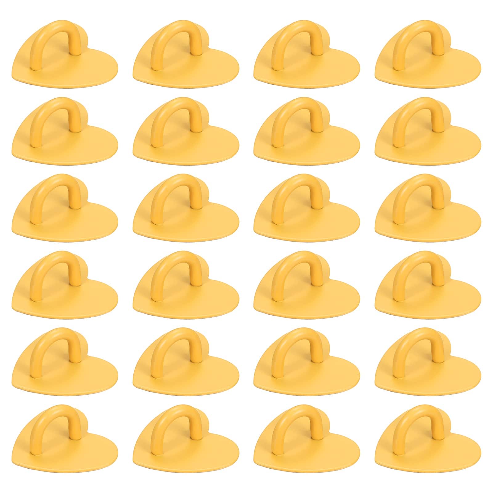 Unique Bargains - Metal Phone Charm Hook 1", 24pcs Adhesive Heart Shaped Finger Grip for Smartphones Keychain Tablet Case Accessories - Yellow