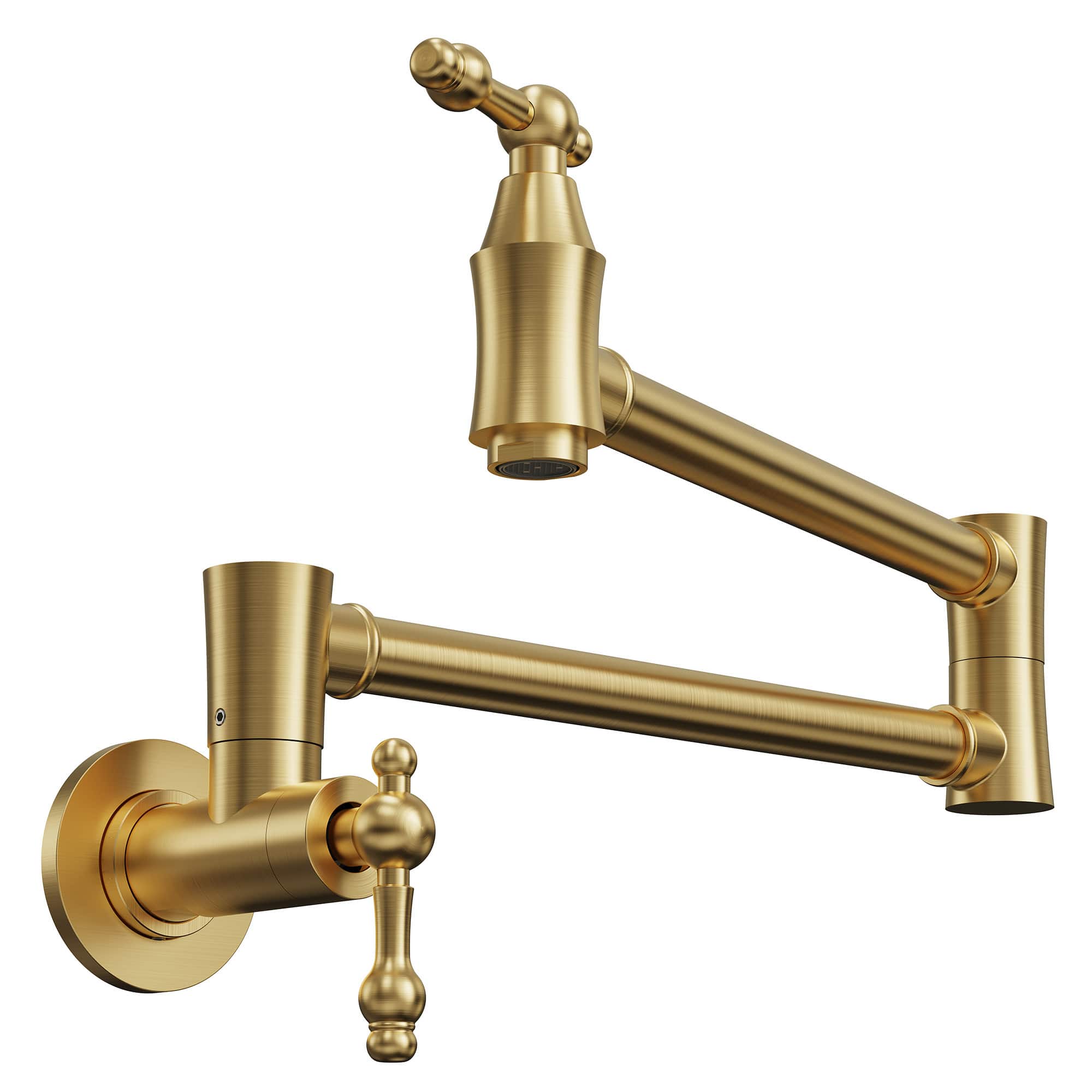 Wall Mount Pot Filler Faucet Vintage Dual Handle Compact Folding Arm Solid Brass Stove Fixture