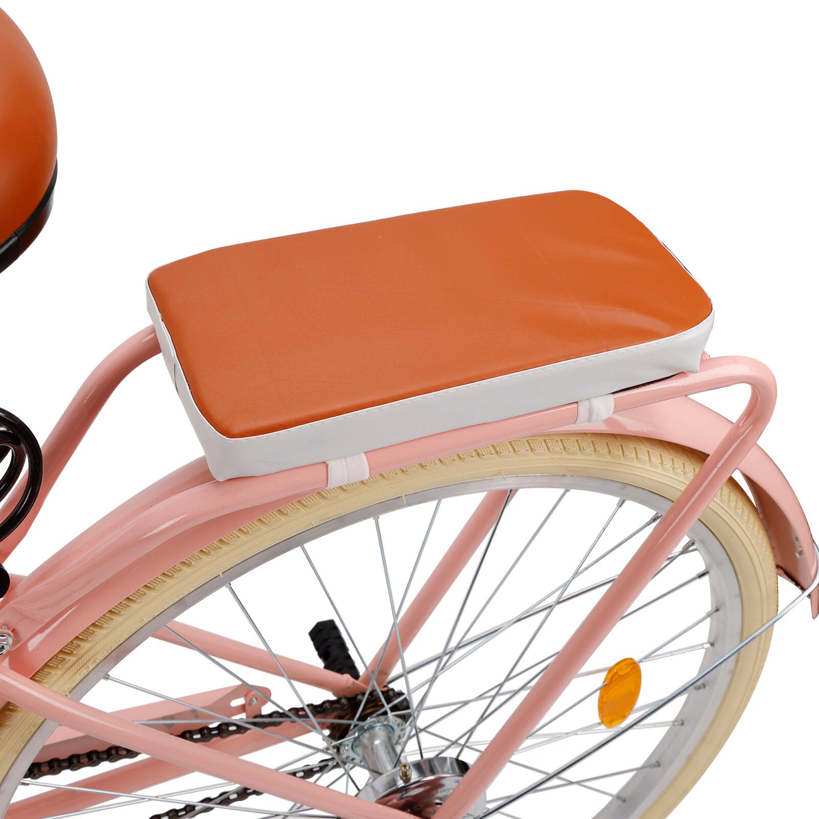 Alt View 8. Topteng - 26" Beach Cruiser Bike for Men/Women with Cup Holder, High Carbon Steel Frame, Dual Brakes, Rear Rack and Basket, Pink - Pink.