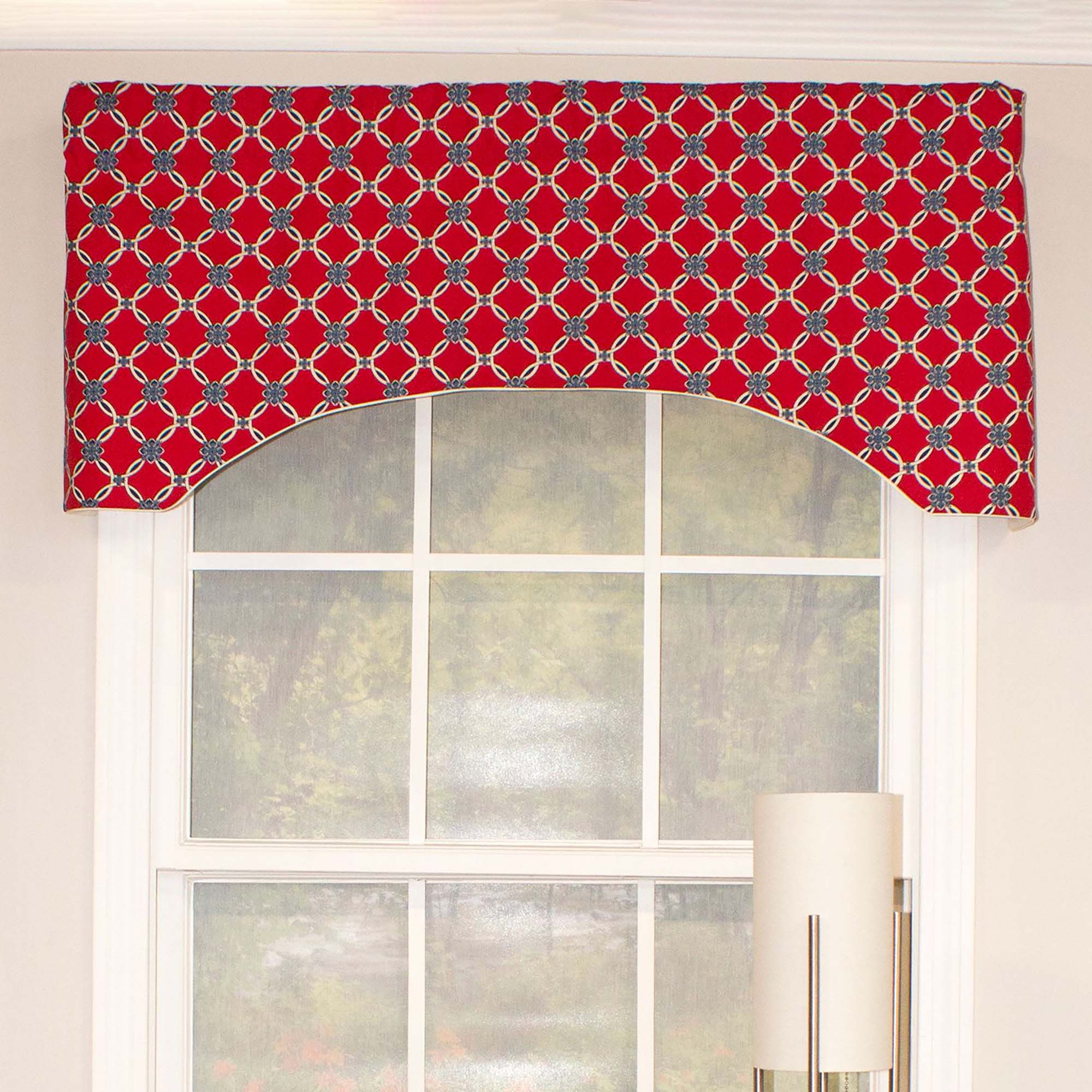 Angle. RLF Home - RLF Home Andromeda Geometric Arch 3" Rod Pocket Valance 50" x 17" Red - Red.