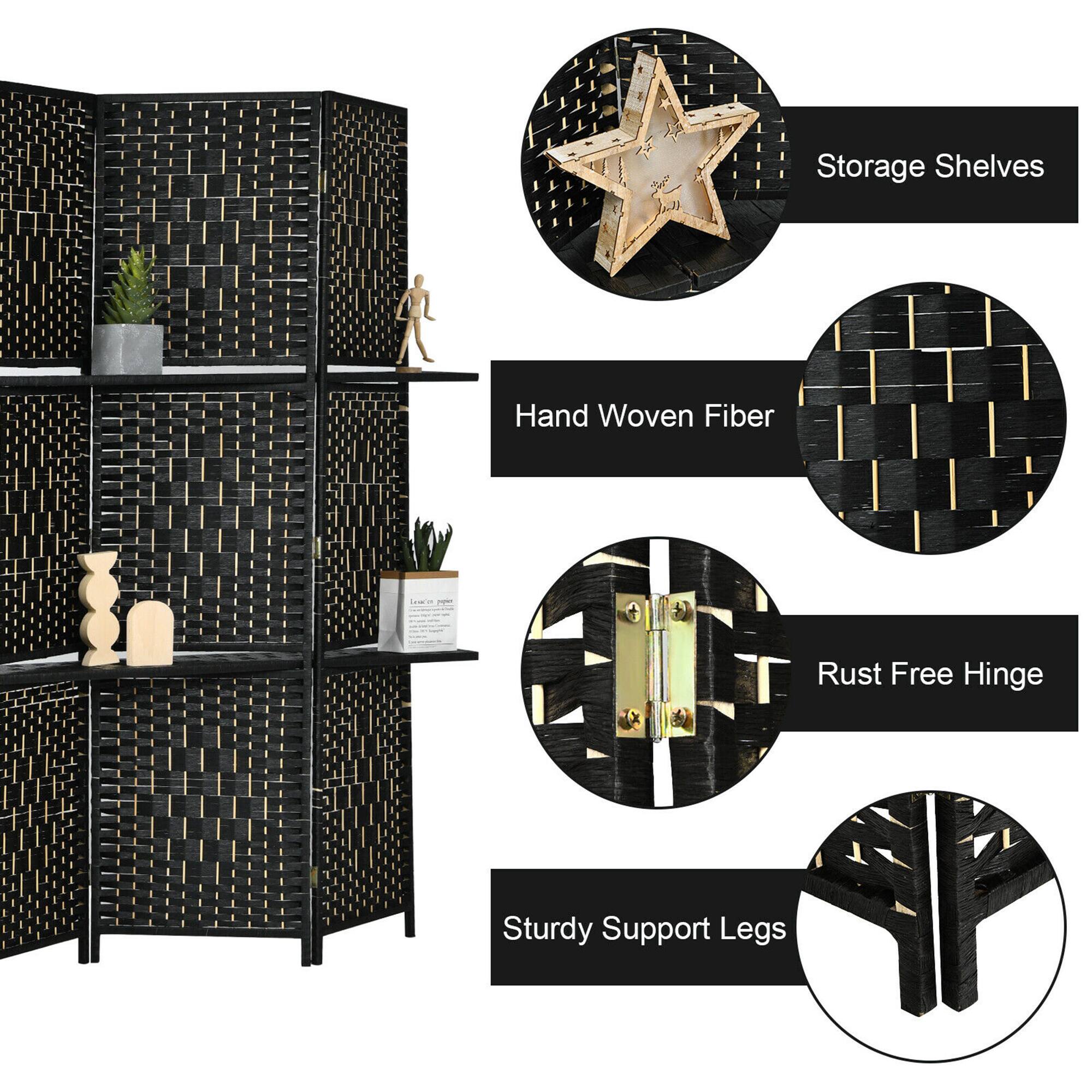 Storage Shelves  
Hand Woven Fiber  
Rust Free Hinge  
Sturdy Support Legs