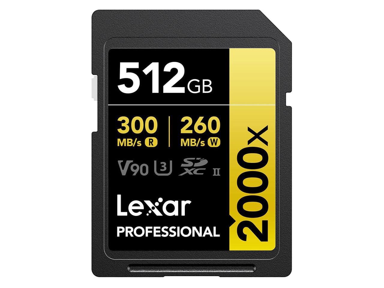 Lexar - Gold Pro 2000x 512GB SDXC - 300MB/s Read, 260MB/s Write