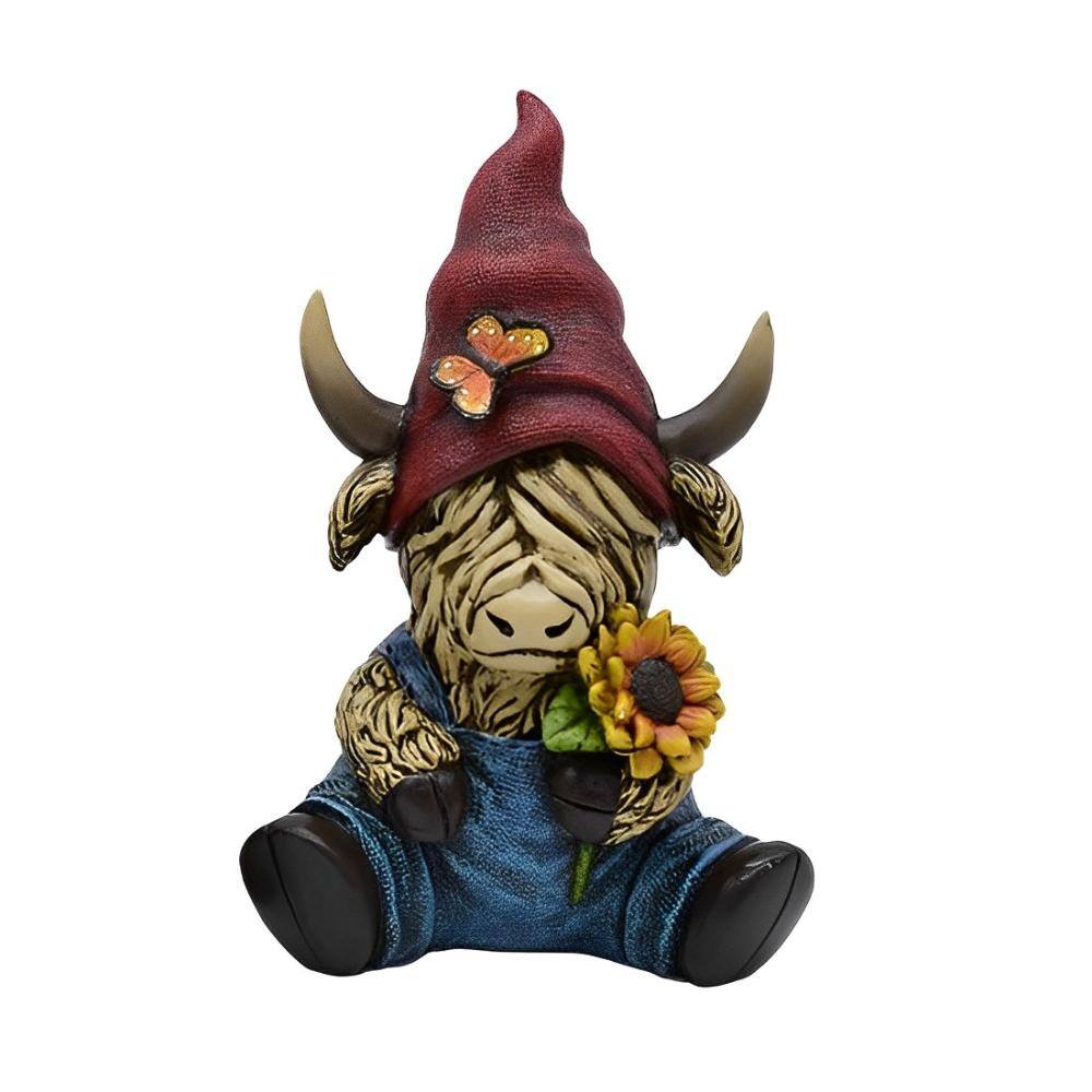 Front. FC Design - FC Design 8"H Highland Cow with Hat Figurine Statue Office Desk Tabletop Home Decor Gift - Multi-Color.