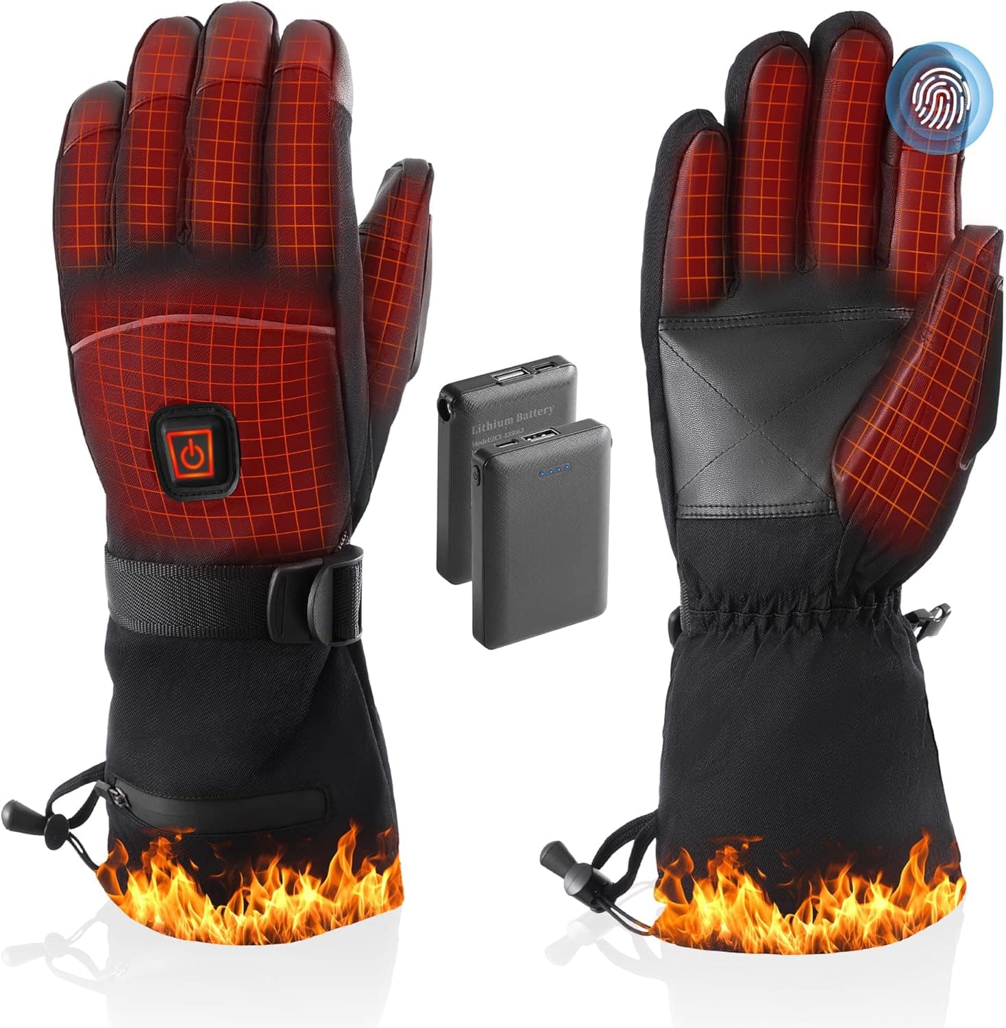 Cozy Serene - Heated Gloves - 5V 6000mAh Rechargeable Heated Gloves for Men Women, Waterproof & Non-Slip Electric - Large