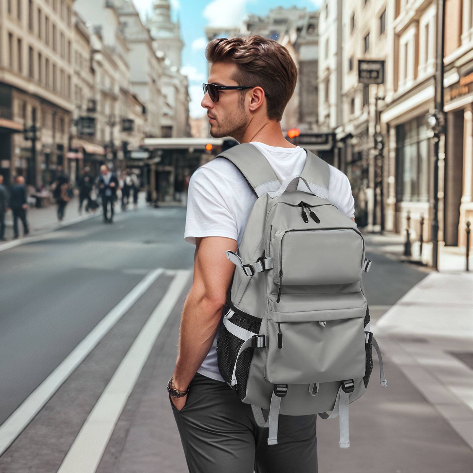 Alt View 1. Unique Bargains - 28L Laptop Backpack, Business for Men, Casual TSA Approved Travel for Women, Water Resistant Daypack - Grey.