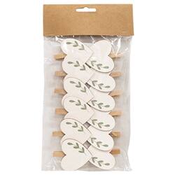 BreeBe 12/Set Wooden Leaf Sprig Heart Clips White, Green G38312 - Best Buy