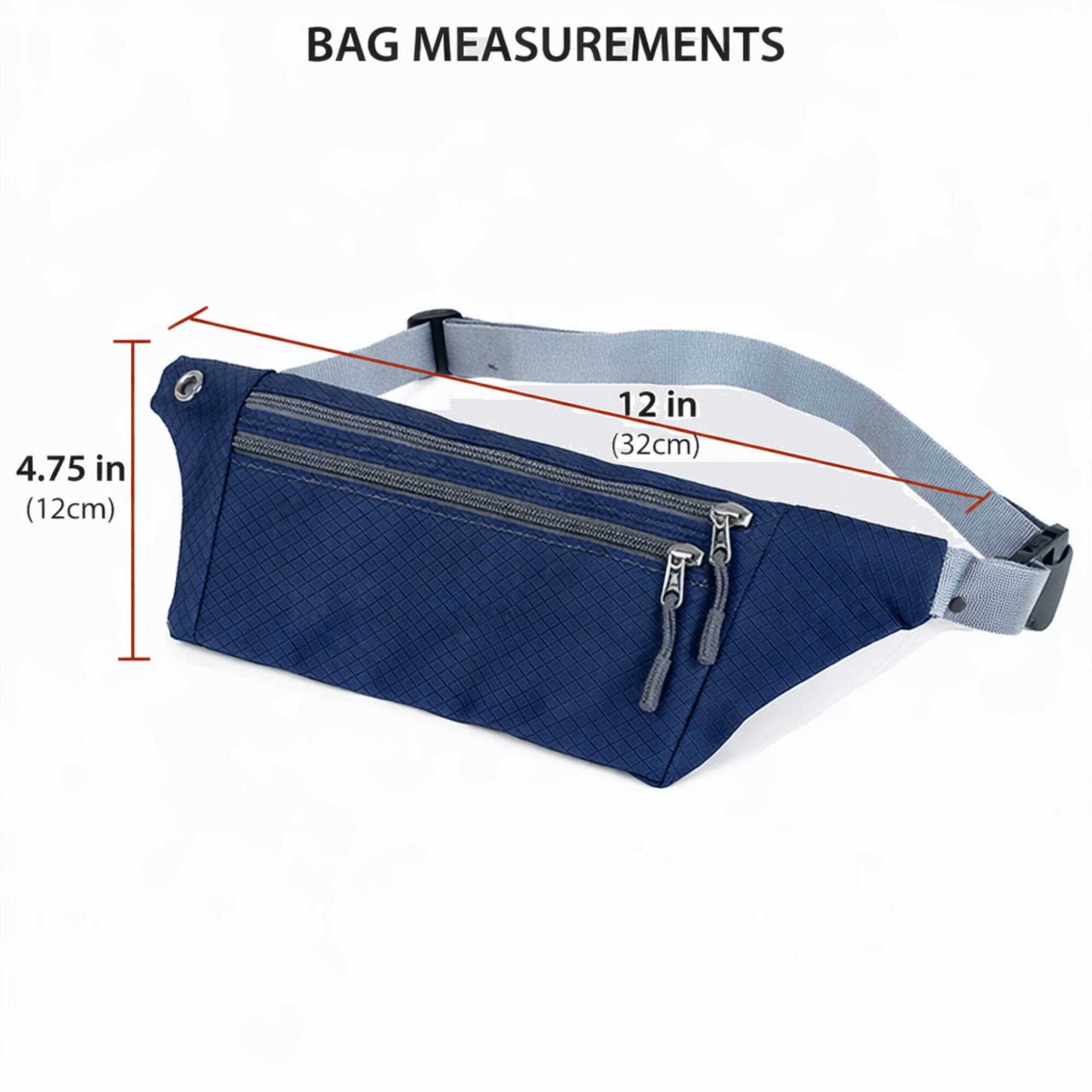 BAG MEASUREMENTS

4.75 in (12cm)  
12 in (32cm)