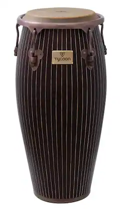 Tycoon Percussion - Master Handcrafted Pinstripe Series 11-inch Conga, 30-inch Siam Oak Shell, Water Buffalo Head, Hoops, Single Stand