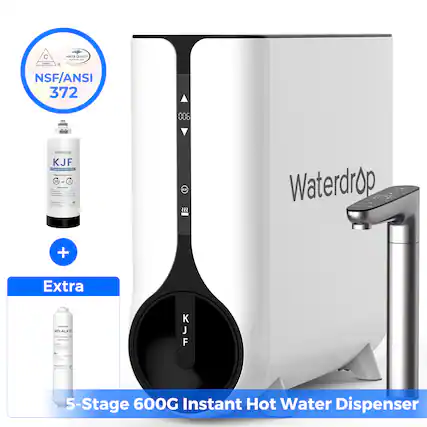 C - WAlcR UAUTT | - NSF/ANSI 372 nnc UUO Waterdrop KJF - | - m Waterdrop + Extra - WO-ALKI ee : - K KJF J F 5-Stage 600G Instant Hot Water Dispenser