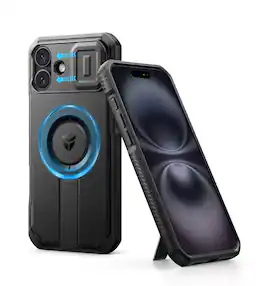 dexnor - for iPhone 16 Plus Case with Slide Camera Cover & Adjustable Kickstand - Black