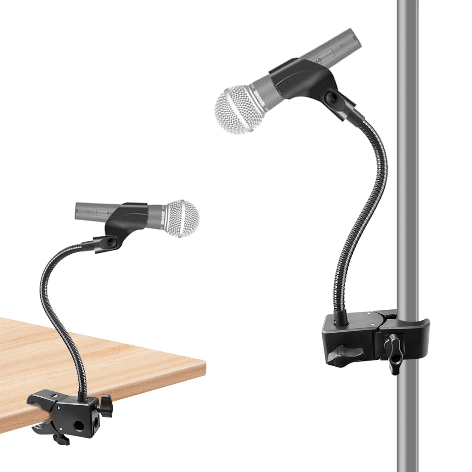 Front. Fabibe - Gooseneck Microphone Stand Flexible Mic Arm Desk With Super Clamp Mount Clip And 3/8" To 5/8" Adapter Compatible... - 13 Inch.