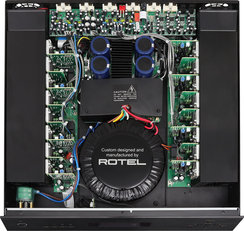 Custom designed and manufactured by Rotel.