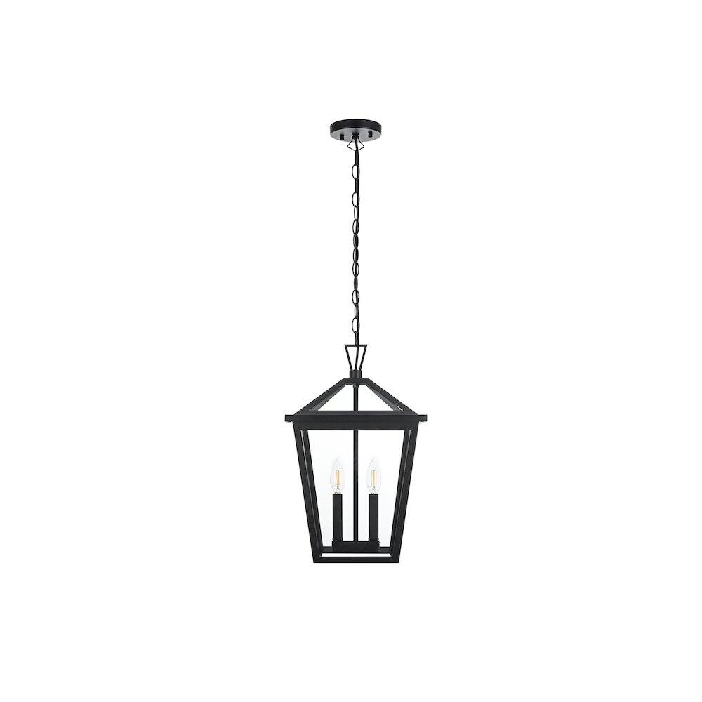 Back. Elegant Lighting - Frankford 7 inch Outdoor Pendant in Black - Black.