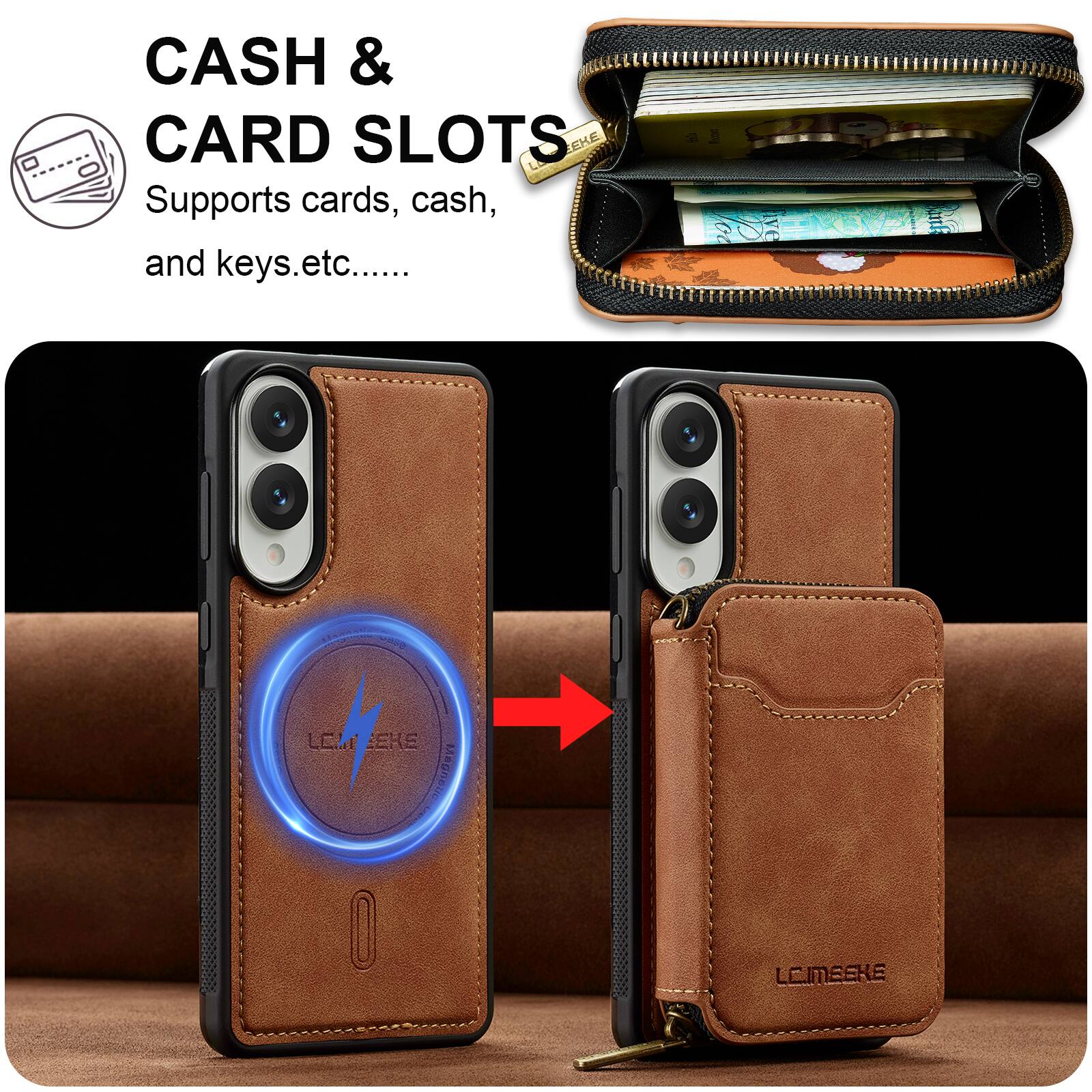 CASH & CARD SLOTS  
Supports cards, cash, and keys, etc.....  

LEVELKE 1.0 LO.IMEEKE