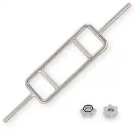 Sunny Health & Fitness - 34” Threaded Chrome Tricep Bar with Star-Lock Collars - Silver