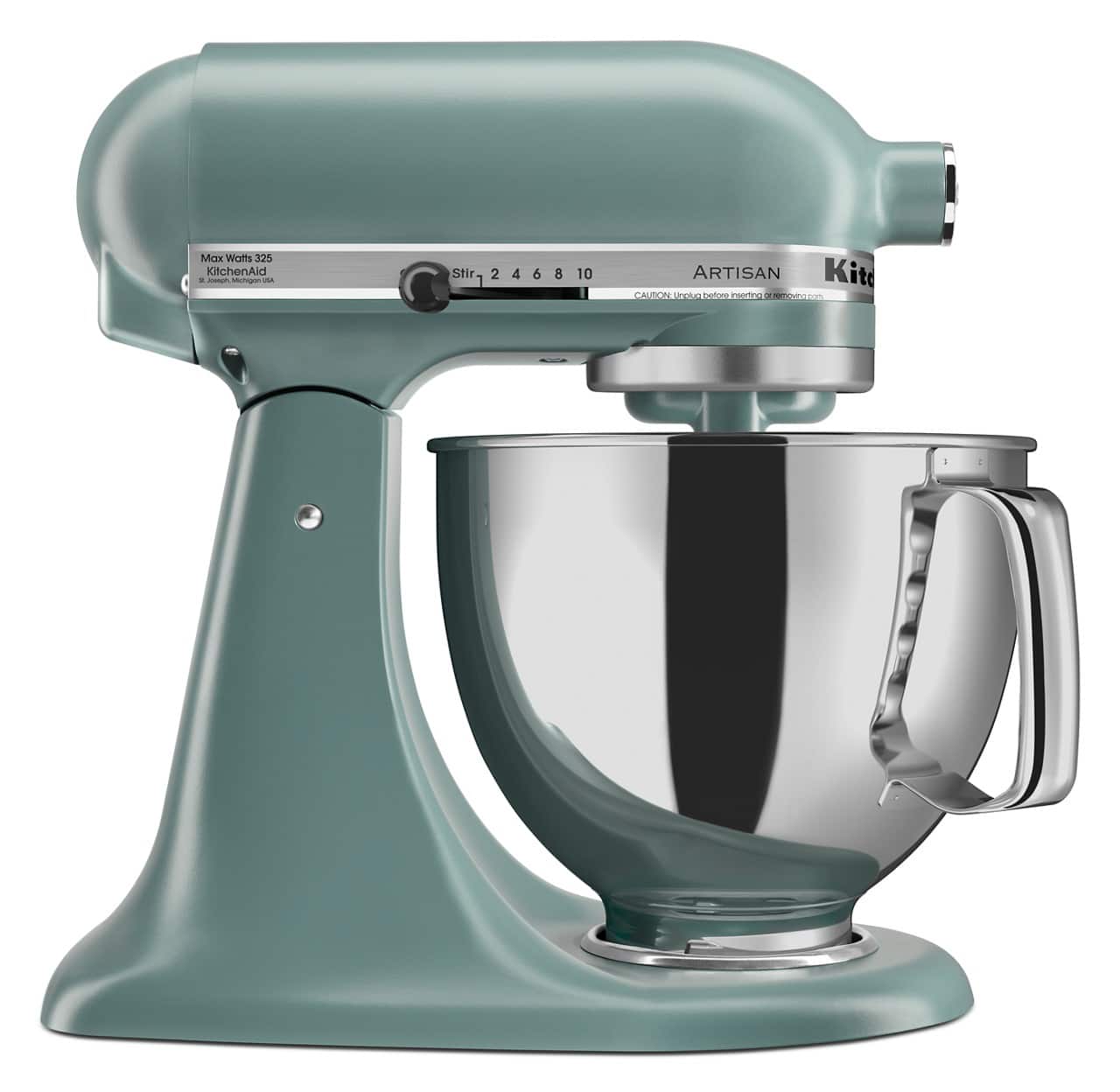 Max Watt 325  
KitchenAid  
Stir 1 2 4 6 8 10  
ARTISAN  
Kit  
CAUTION: Unplug before moving.