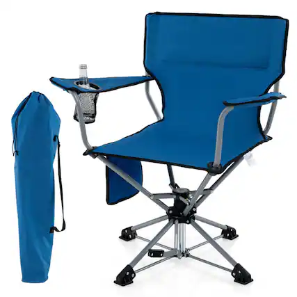 Front. Boyel Living - Blue 360-Degree Swivel Hunting Chair 35.0-in L x 32.0-in W x 21.0-in H with Cup Holders - Blue.