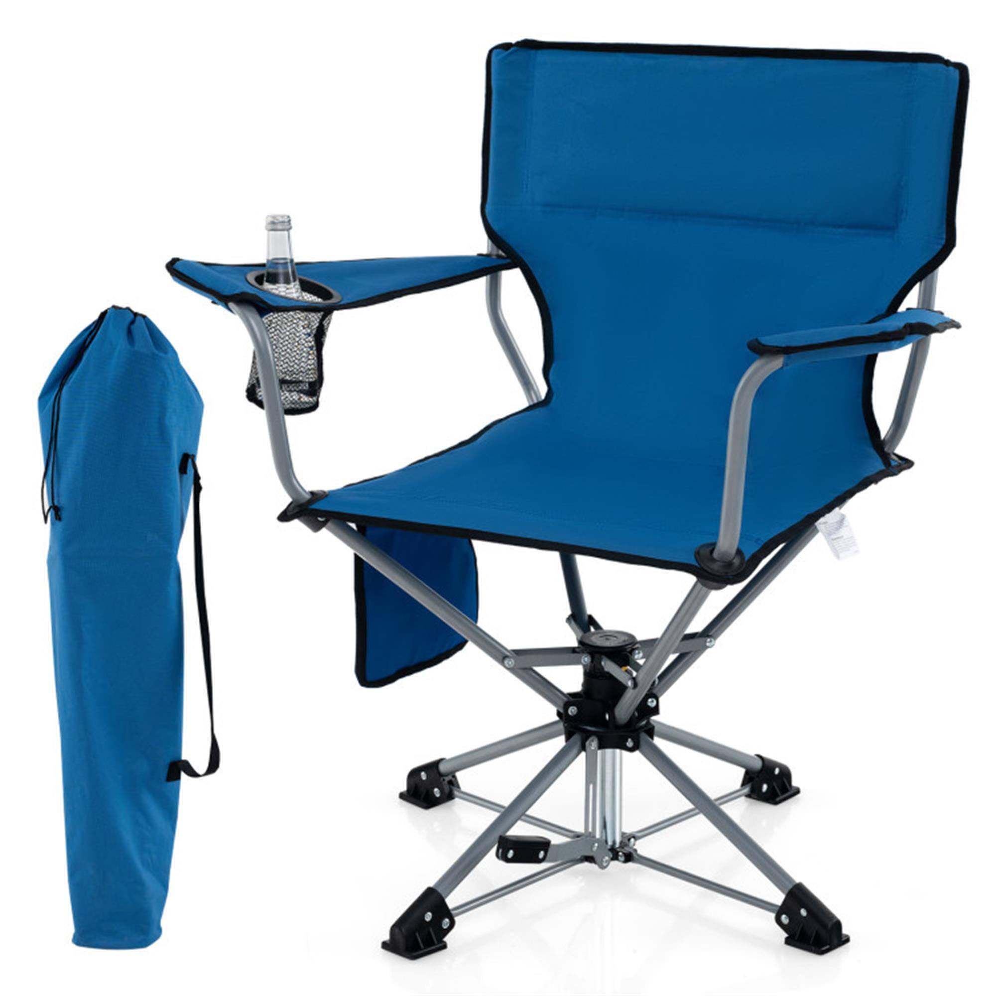 Boyel Living - 360-Degree Swivel Hunting Chair 35.0-in L x 32.0-in W x 21.0-in H with Cup Holders - Blue