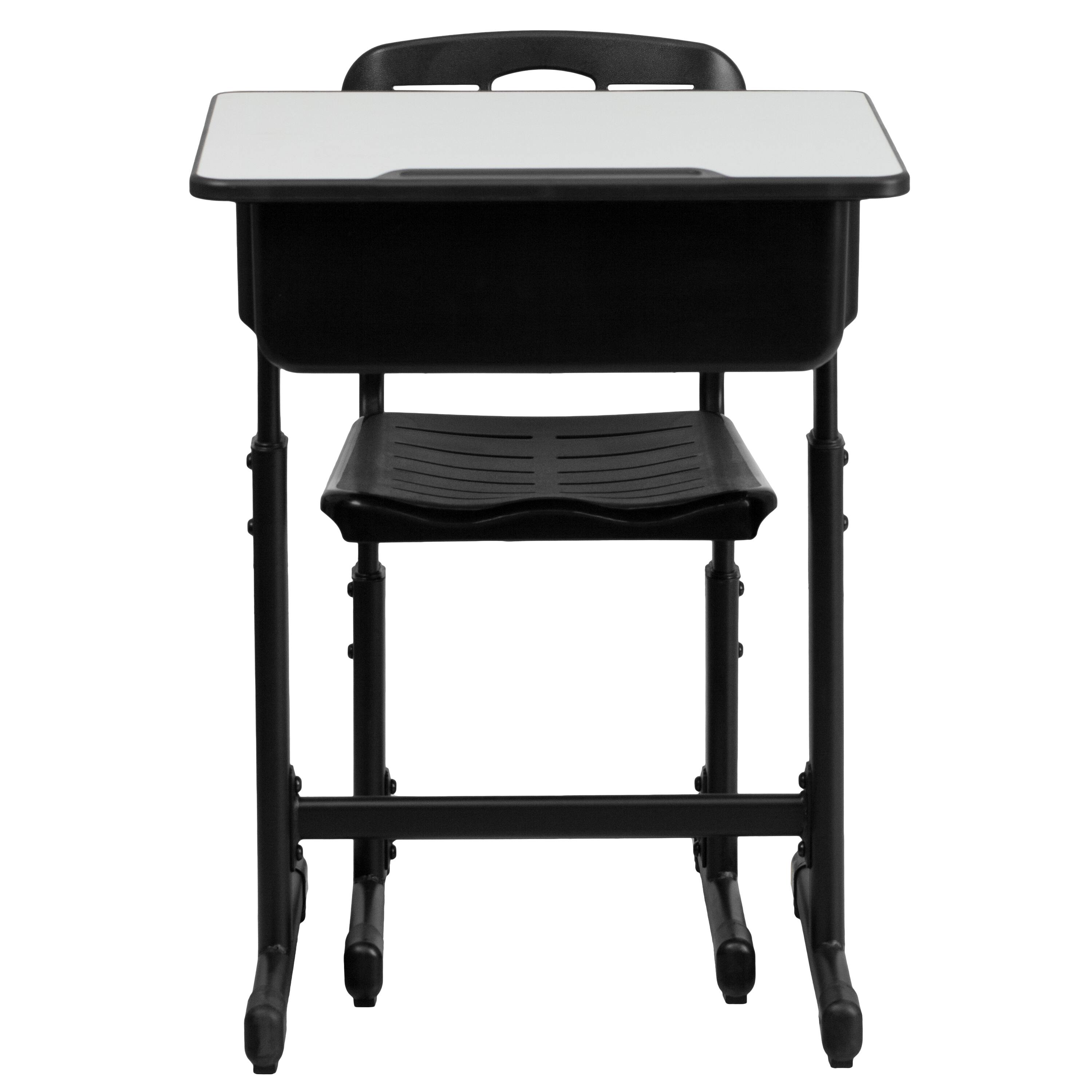 Alt View 7. Emma + Oliver - Adjustable Height Student Desk and Chair with Pedestal Frame - Grey.