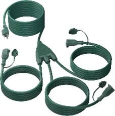 Front. BN-LINK - BN-LINK 1-to-3 Splitter Extension Cord, 24 ft Each (36 ft Total), Multi-Outlet, 16/3 SJTW, Weather-Resistant, ETL - Green.