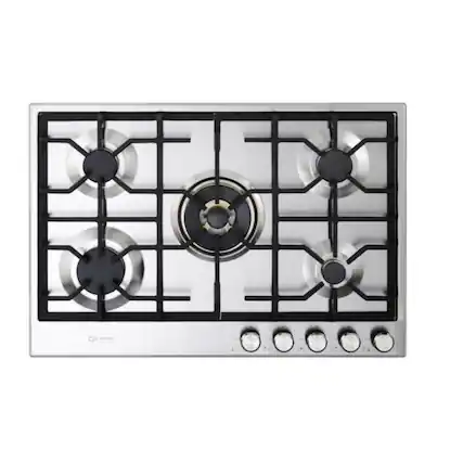 Front. Verona - Verona 30" Designer Gas Cooktop with 5 Sealed Burners in Stainless Steel - Stainless Steel.