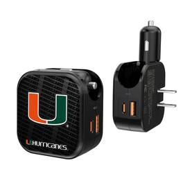 Keyscaper - Miami Hurricanes Team Logo Dual Port USB Car & Home Charger - Multicolor