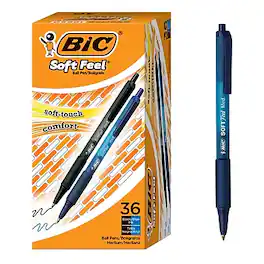 BIC - Soft Feel Retractable Ballpoint Pen, Medium Point, 1.0mm, 36 Pack - Assorted Ink