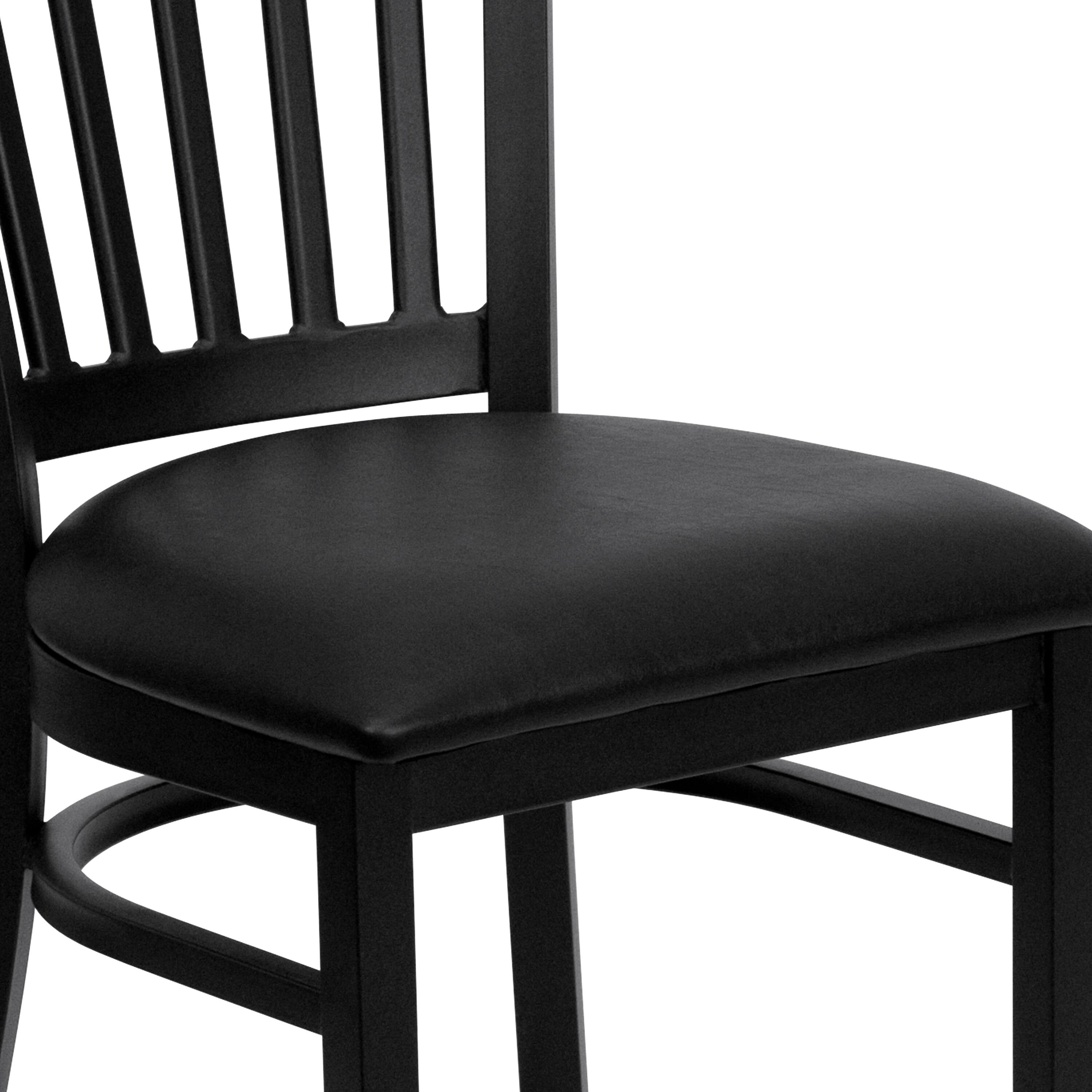 Alt View 9. Emma + Oliver - Vertical Back Metal Restaurant Dining Chair - Black Vinyl Seat/Black Metal Frame.