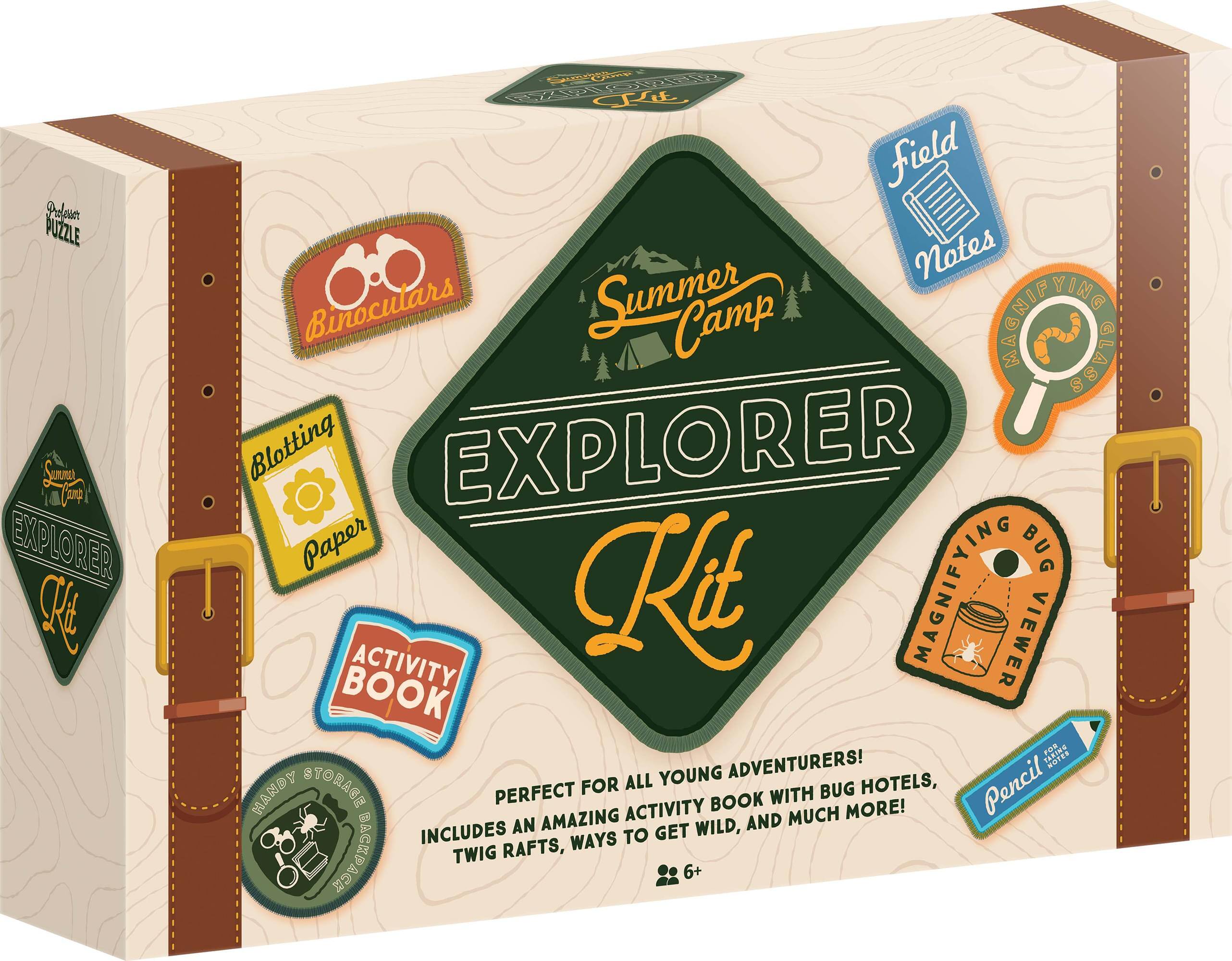 Summer Camp Explorer Kit

Perfect for all young adventurers! Includes an amazing activity book with bug hotels, twig rafts, ways to get wild, and much more!

- Binoculars
- Field Notes
- Blotting Paper
- Magnifying Bug Viewer
- Activity Book
- Pencil
- Handy Storage Backpack

6+