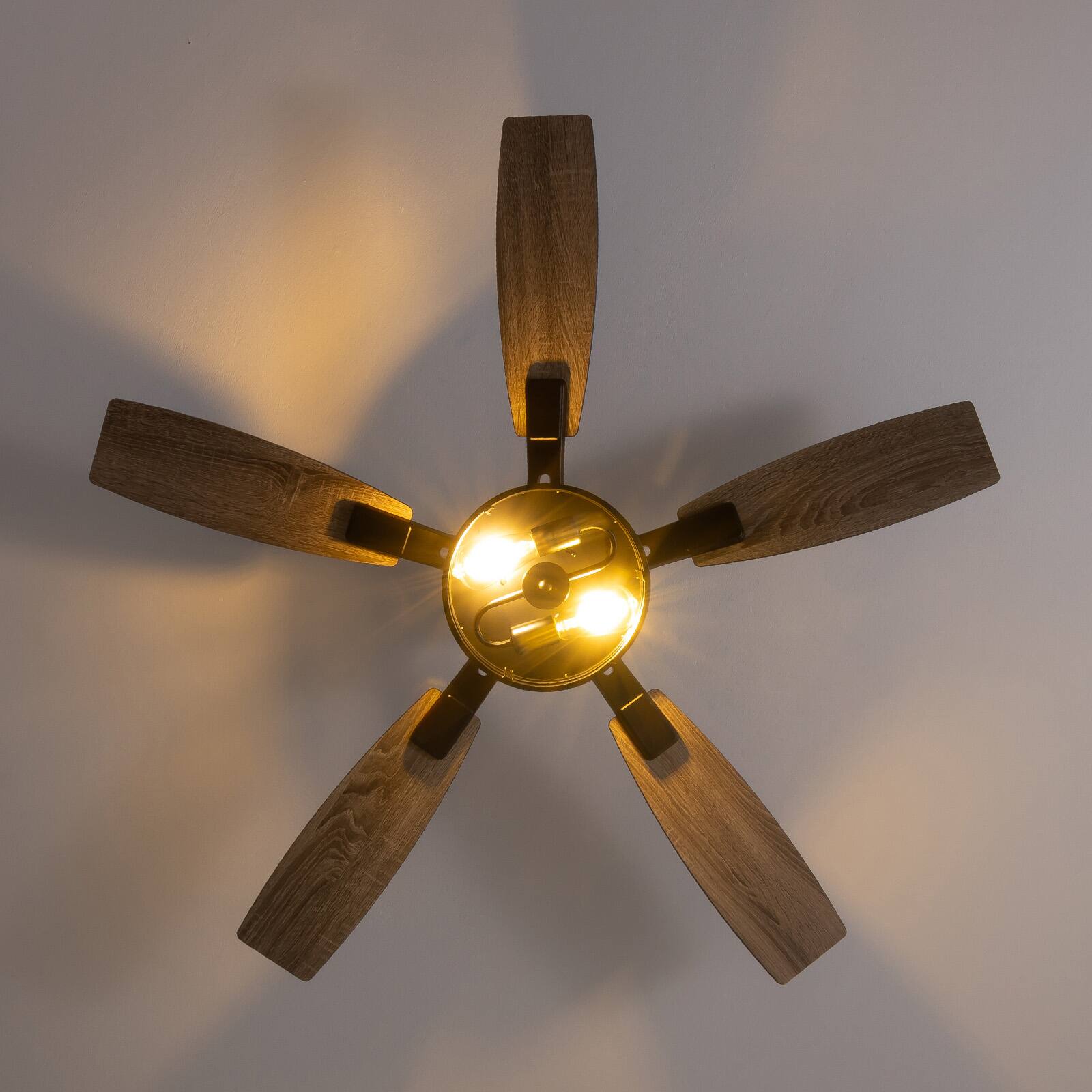 Alt View 5. Siljoy - 52 Inch Farmhouse Flush Mount Ceiling Fan with Lights Dual Blades Remote Included 5 Blades for Patio Bedroom Living Room - Black.