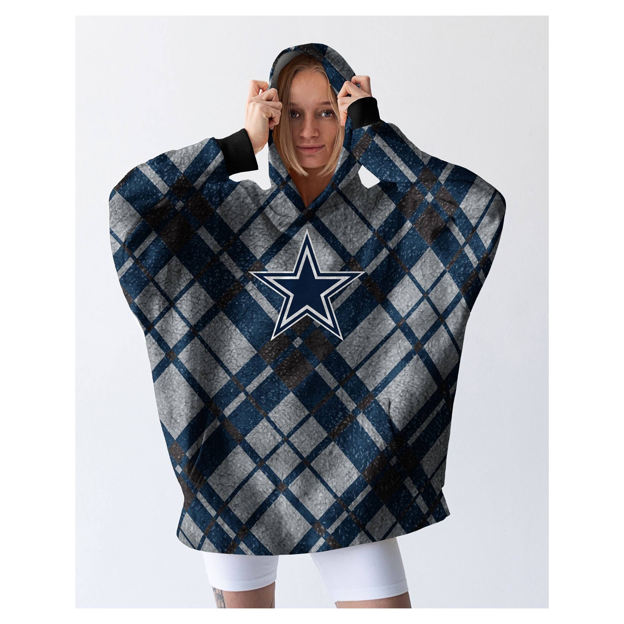 Front. Pegasus - Dallas Cowboys 34" x 34" Digital Dash Sherpa Hooded Fan Cape - Multicolor.