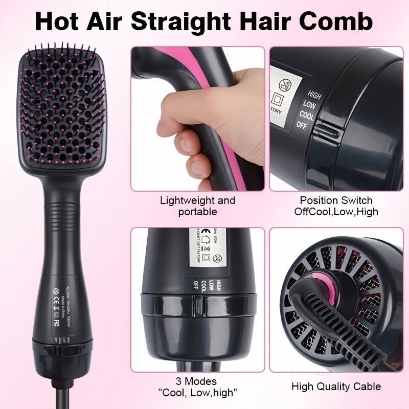 Hot Air Straight Hair Comb

- Lightweight and portable
- Position Switch: Off, Cool, Low, High
- 3 Modes: "Cool, Low, High"
- High Quality Cable