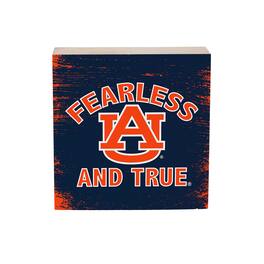 Evergreen Enterprises - Auburn Tigers 6" Square Fan Chant Wood Block Shelf Sign - Multicolor