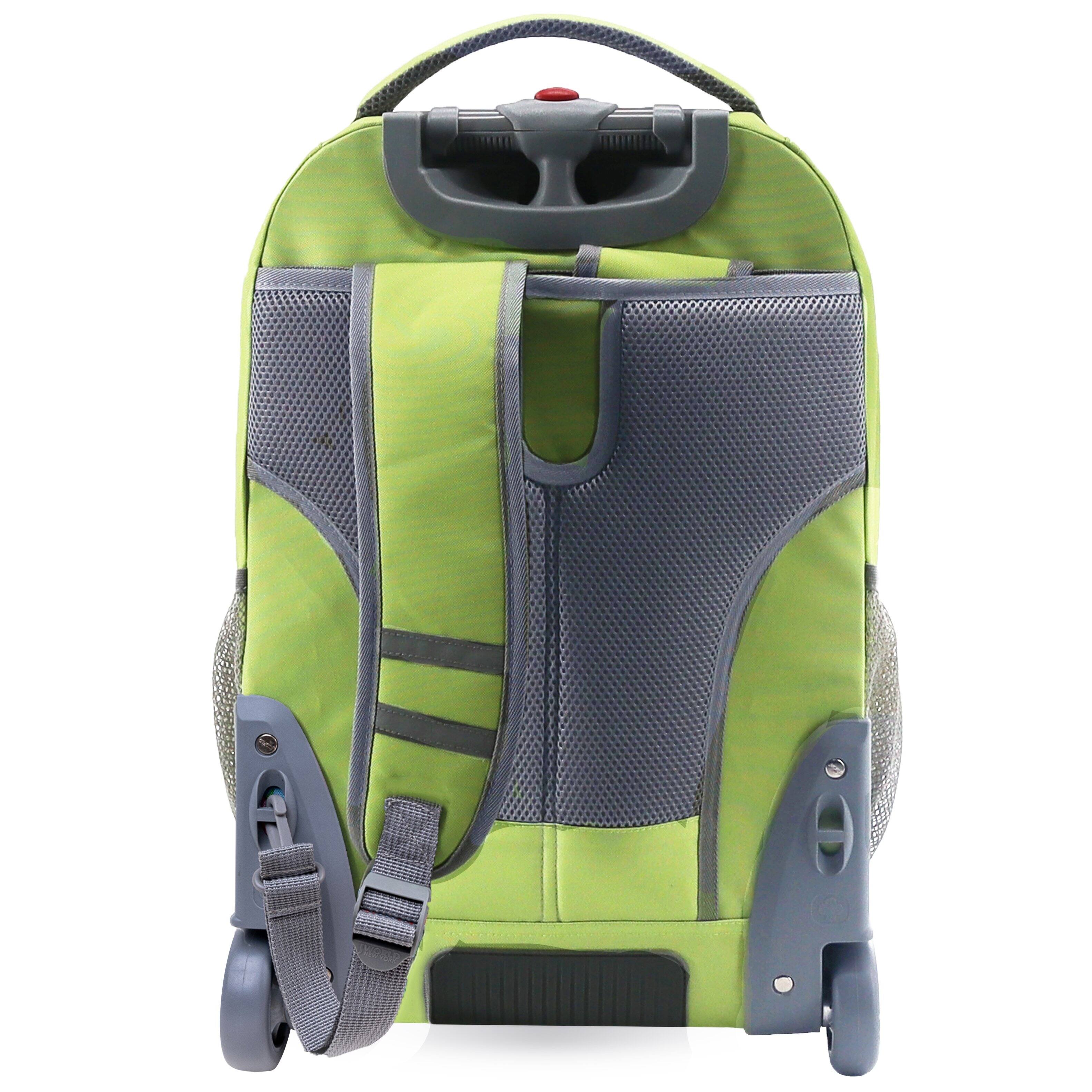 Back. J World - J World Unisex Sundance 20" Rolling Backpack With Laptop Sleeve For School And Travel, Celery - CELERY.