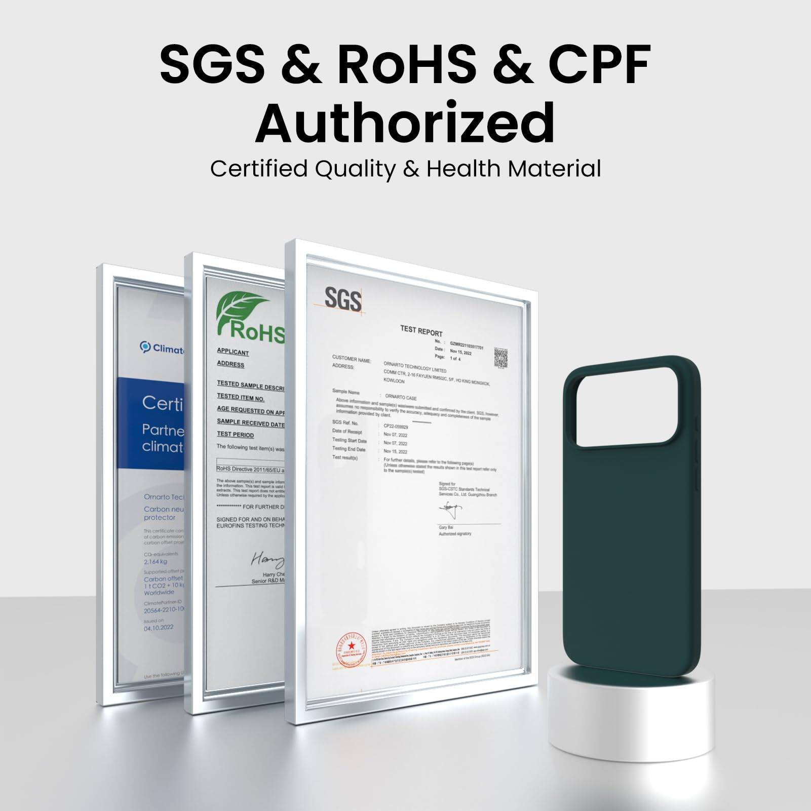 SGS & RoHS & CPF Authorized  
Certified Quality & Health Material  

SGS  
RoHS  
Climat  

Certified Partner  
Climat  

TEST REPORT  

APPLICANT  
ADDRESS  

TESTED SAMPLE DESCRIPTION  

AGE REQUESTED ON APP  

SAMPLE RECEIVED DATE  

TEST PERIOD  

The following - - SGS TEST - - - - - Twing TEST REPORT - - O - - - - - A2s Deesive 3154MU7 i Onoro tec Carbon ne rotector F FUTIR - SIONES FOR - N - EURINS TESTR EL - - e .16480 canton omen 1100P ea stwbhow Hang mmy Ln -eor - 905AA 2010-10 34 10.3022  

TESTED ITEM NO.  
2.144g  
11. CO - 10%  
Carbon of offel  
20546210 10  
04.10.2022  

Signed  
Henry  
04.10.2022  

Climat  
RoHS  
SGS  

