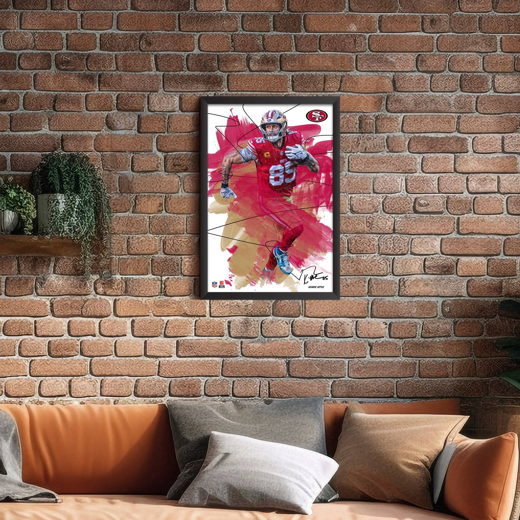 Alt View 1. Sporticulture - George Kittle San Francisco 49ers 27" x 39" Brush Stroke Player Framed Art Print - Multicolor.