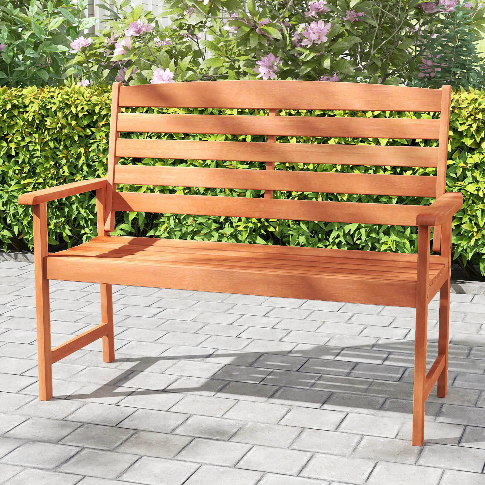 Alt View 1. Costway - Costway Wooden Garden Bench 2-Person Patio Loveseat with Slatted Backrest Natural - Natural.