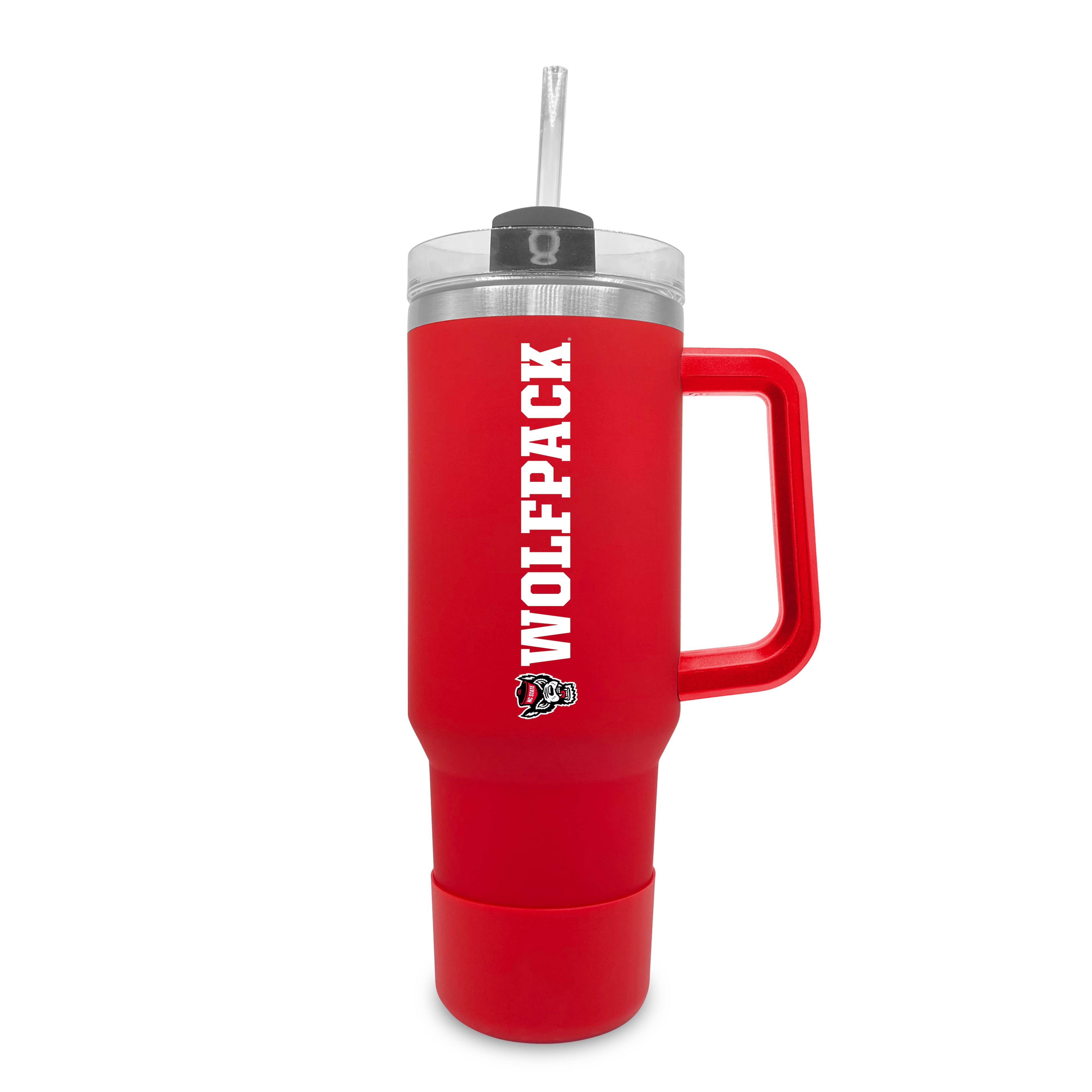 The Fanatic Group - NC State Wolfpack 40oz. Stainless Tumbler with Handle & Removable Straw - Red