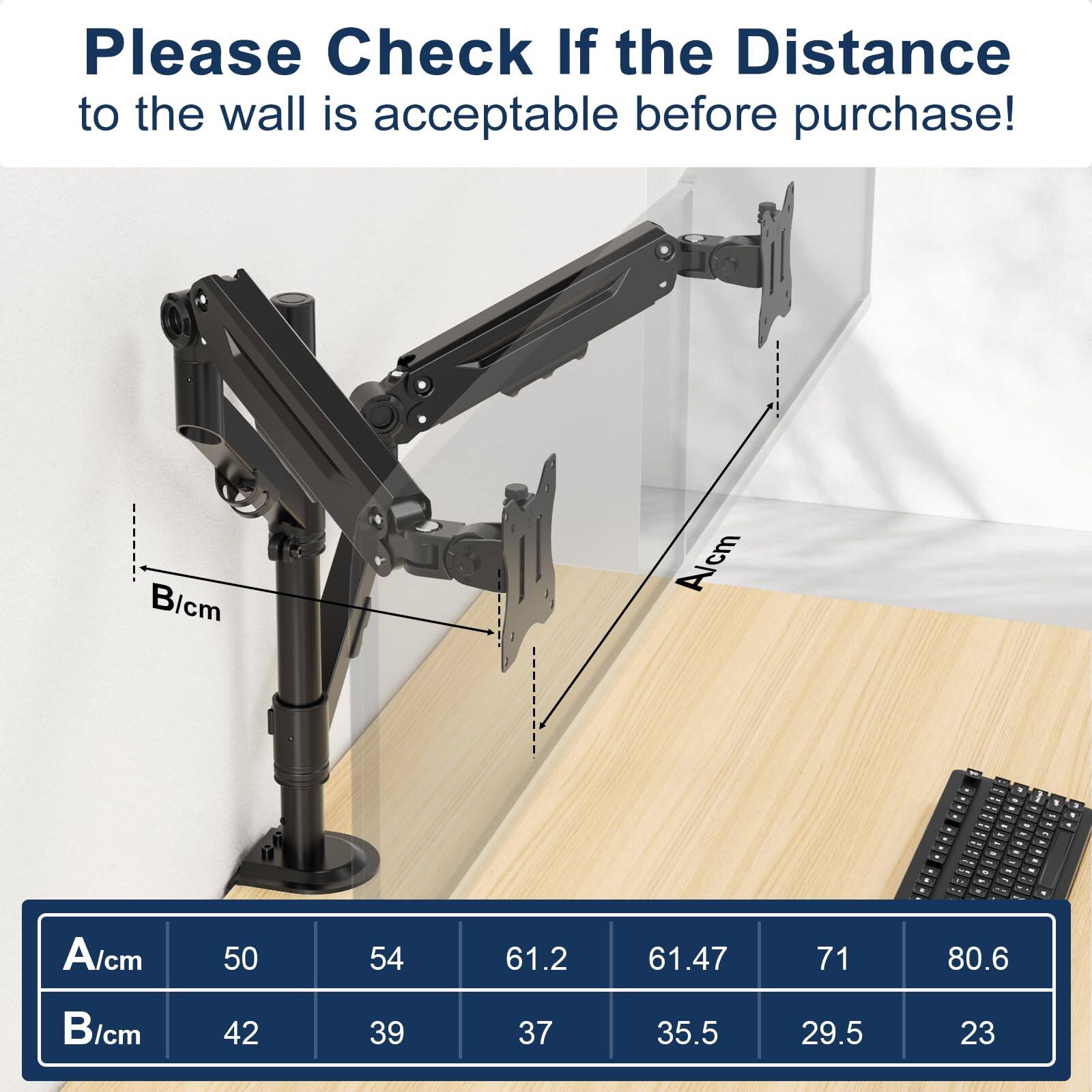 Please Check If the Distance to the wall is acceptable before purchase!

A/cm 50 54 61.2 61.47 71 80.6  
B/cm 42 39 37 35.5 29.5 23