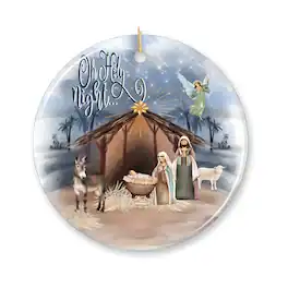 OrnamentallyYou - Oh Holy Night Nativity Religious Christmas Ornament Birth of Jesus Decoration - Multi-colored